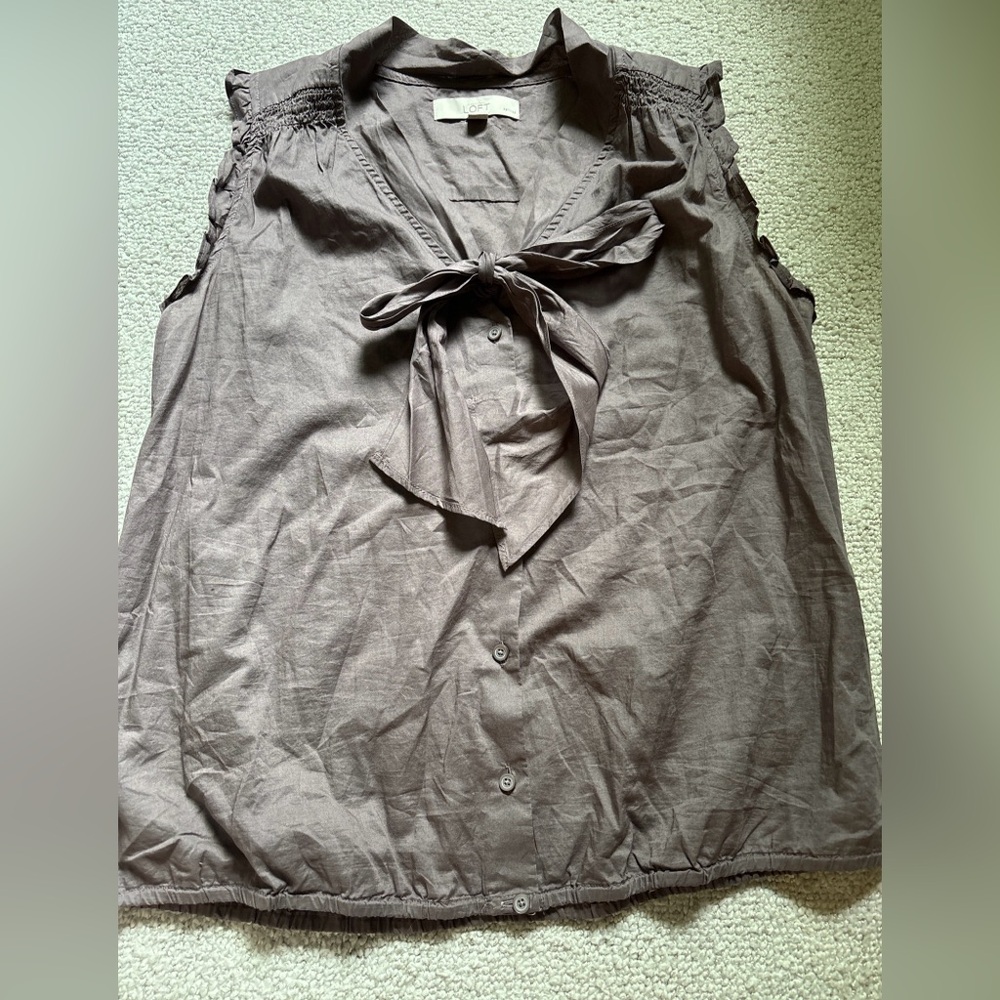 Ann Taylor loft tank blouse plum coffee color pl